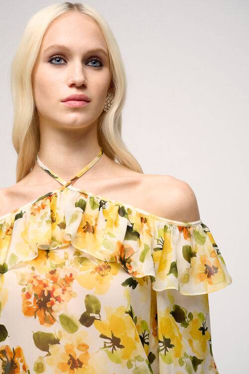 Luisa Spagnoli Brioche - Top Floreale In Seta