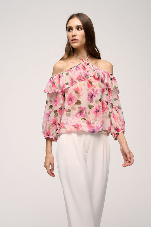 Luisa Spagnoli Brioche - Top Floreale In Seta