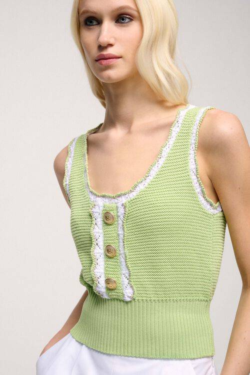 Luisa Spagnoli Chinino - Top Bon Ton In Maglia