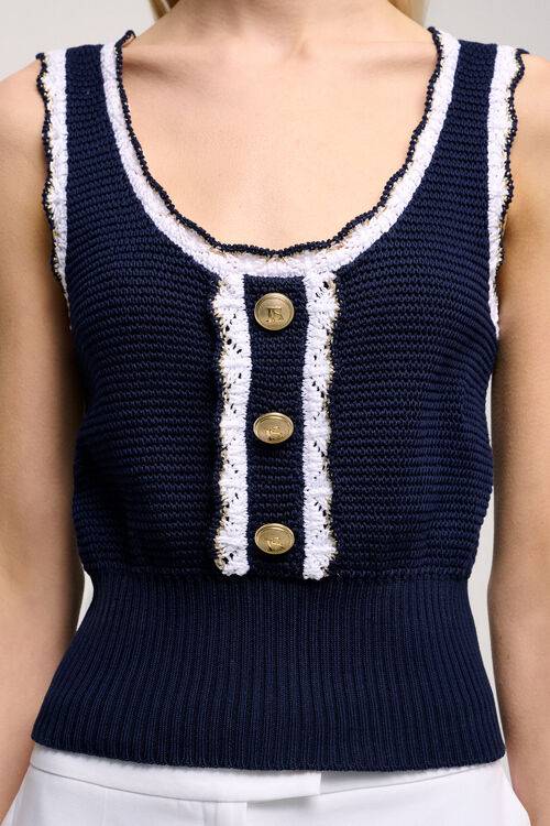 Luisa Spagnoli Chinino - Top Bon Ton In Maglia