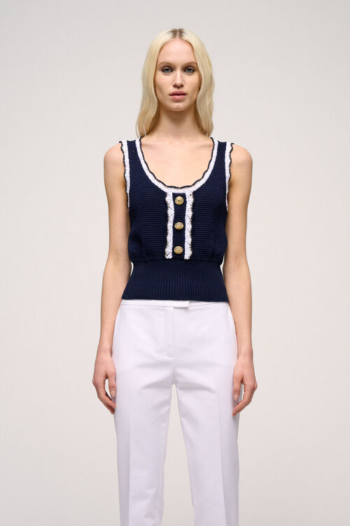 Luisa Spagnoli Chinino - Top bon ton in maglia