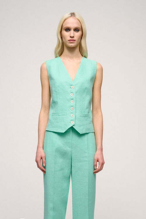 Luisa Spagnoli Varo - Gilet classico in lino