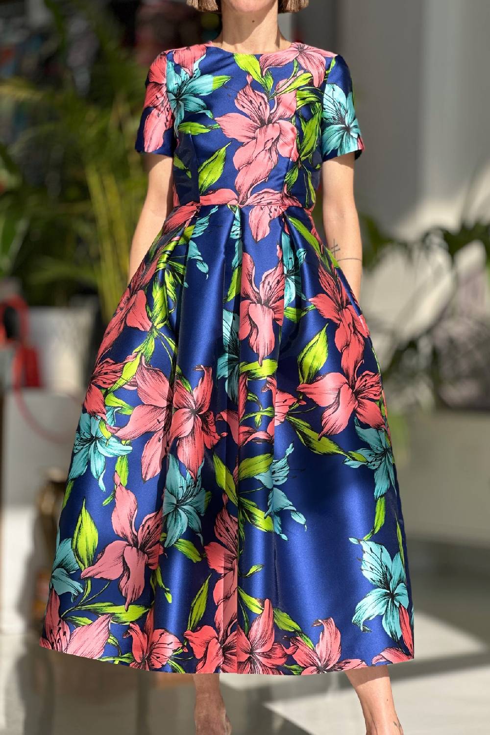 Lunatica Milano Abito Big Flower Blu