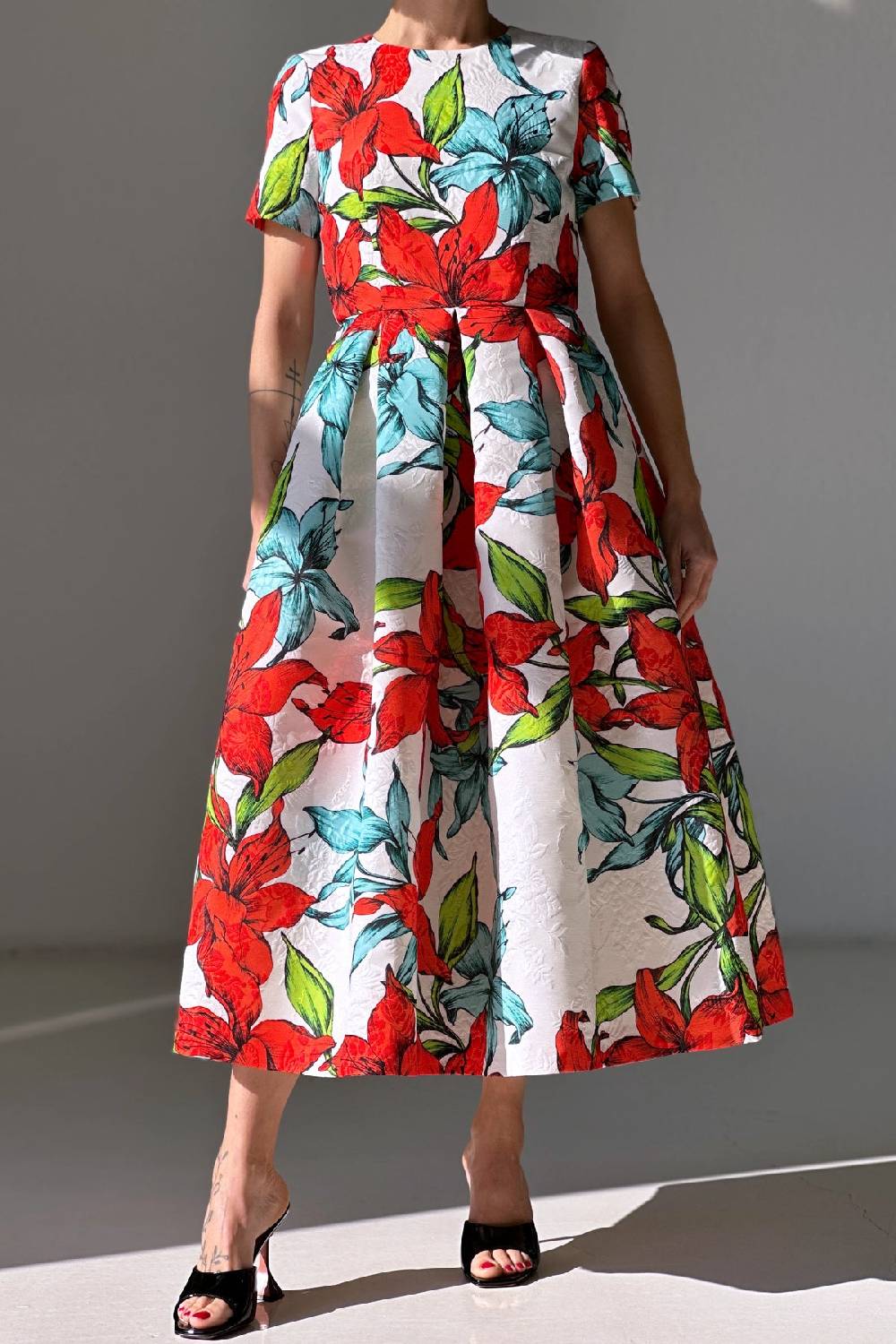 Lunatica Milano Abito Flower Red Azur