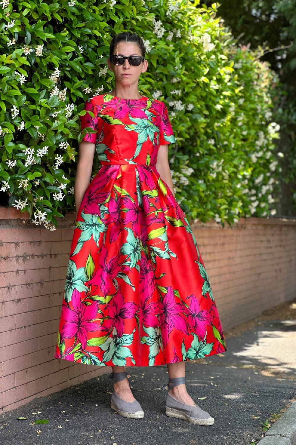 Lunatica Milano Abito Flower Red Sleeves