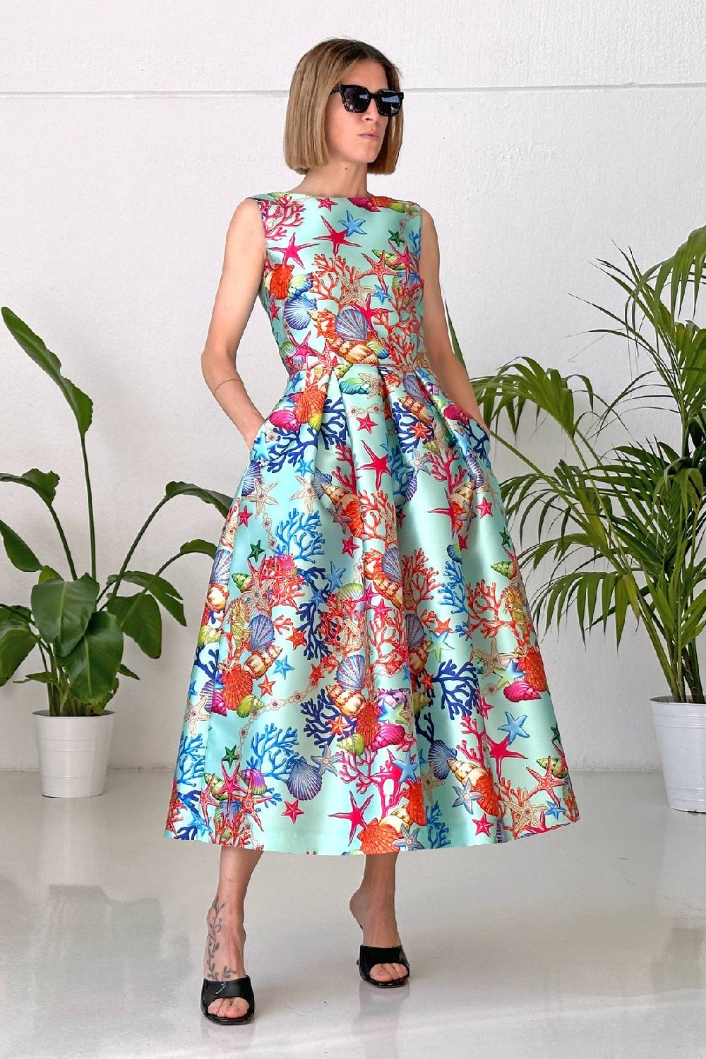 Lunatica Milano Abito Reef Azur V Neck Back