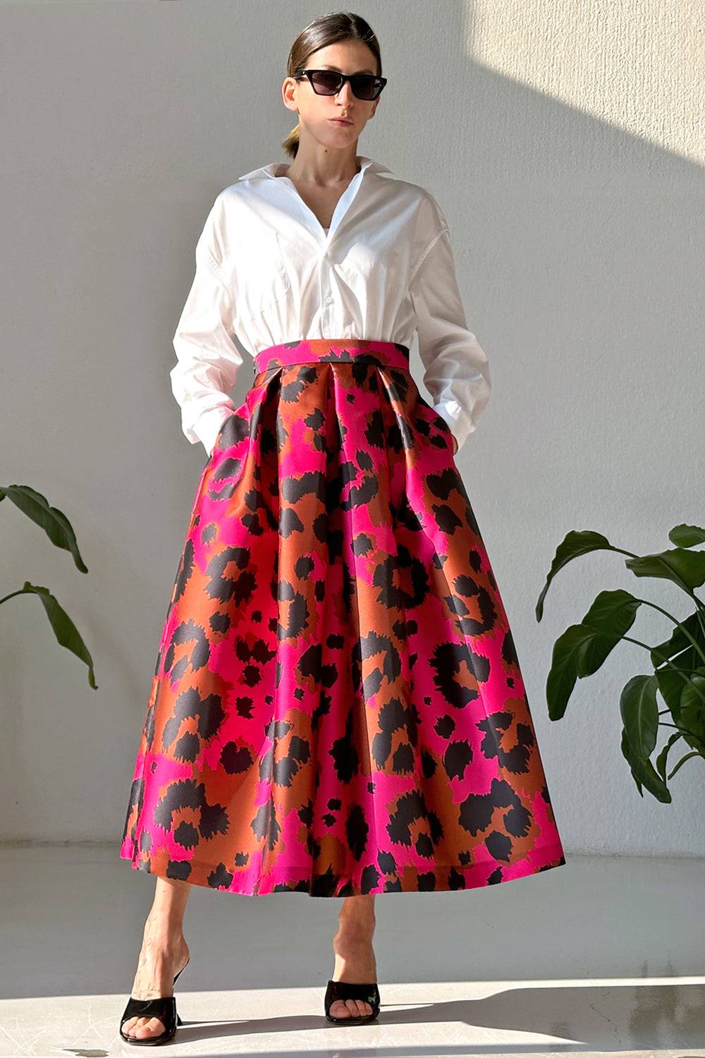 Lunatica Milano Gonna Animalier Fucsia Brown