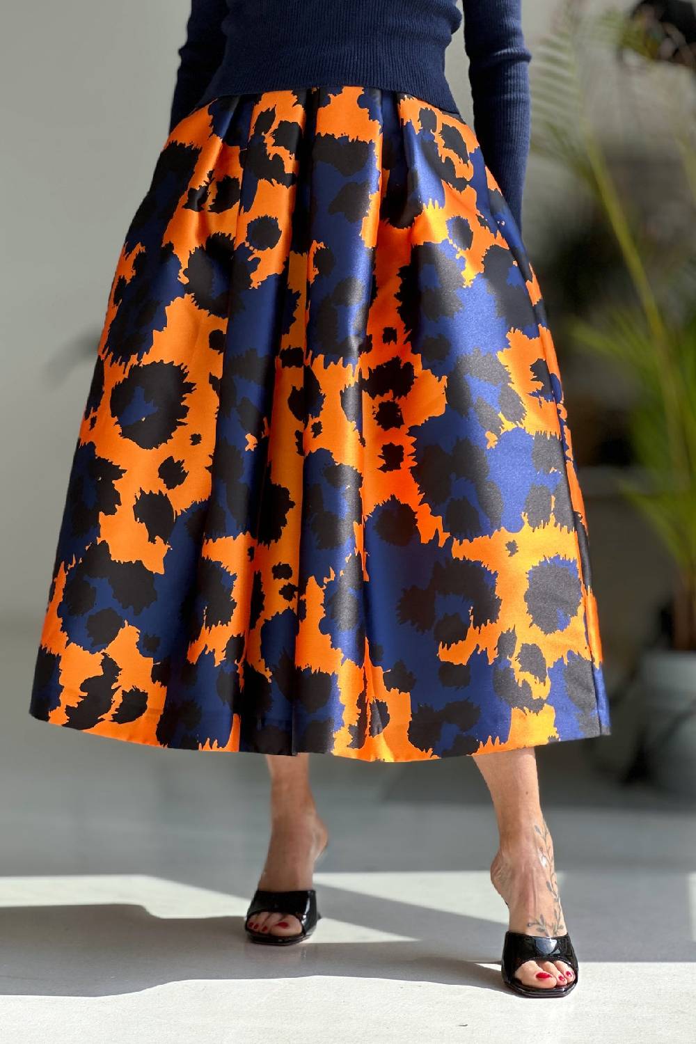 Lunatica Milano Gonna Animalier Orange Blu