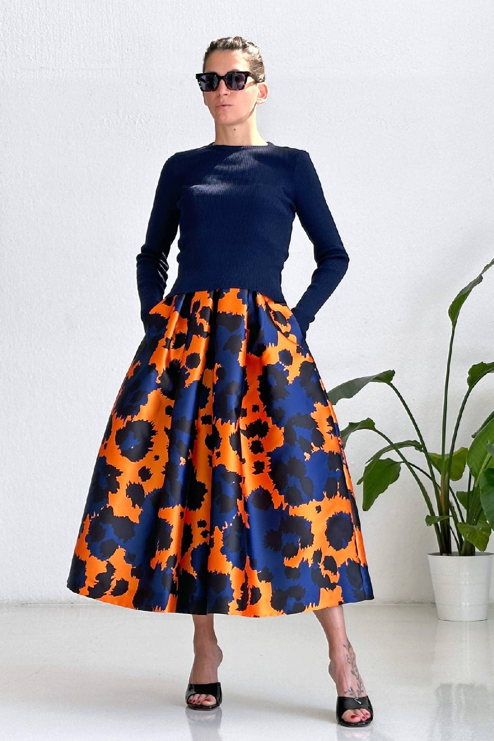Lunatica Milano Gonna Animalier Orange Blu