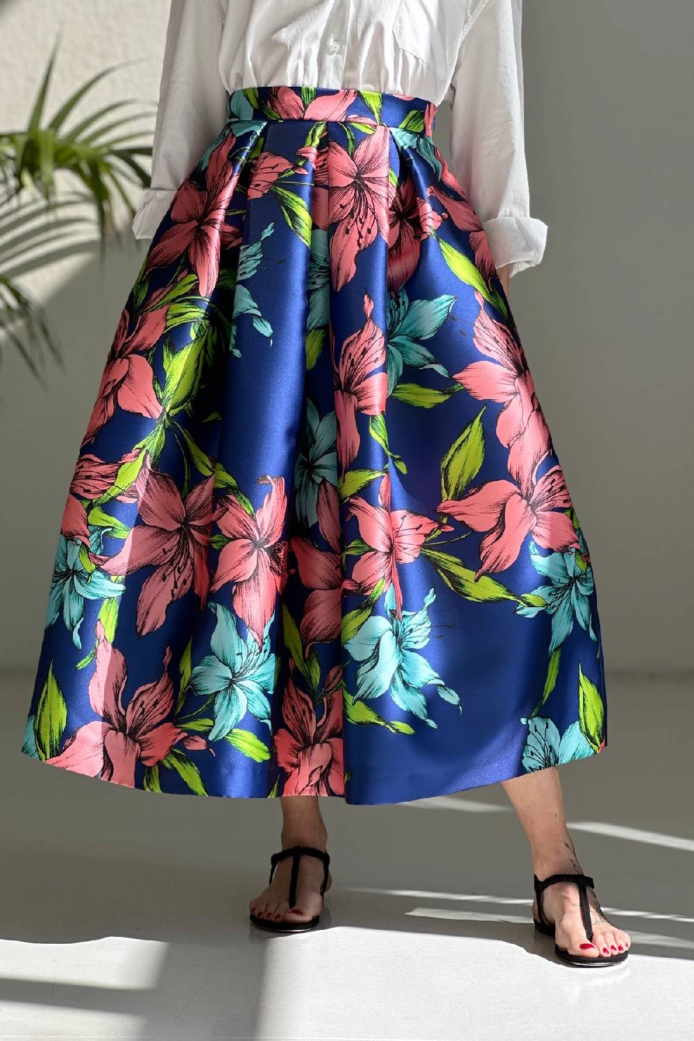 Lunatica Milano Gonna Big Flower Blu