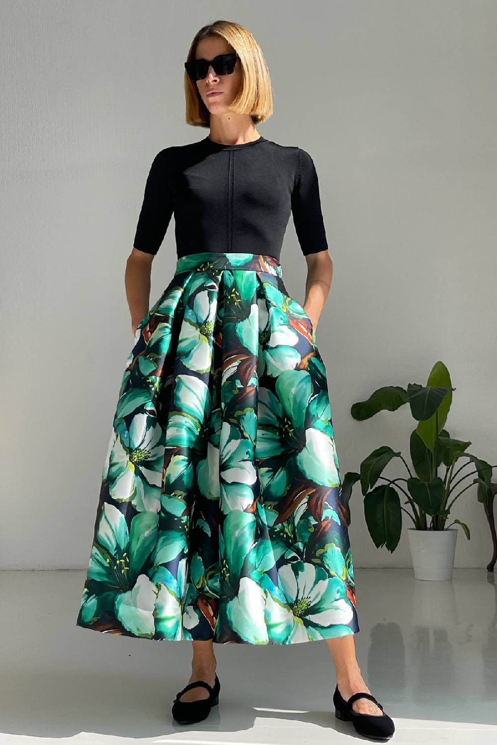 Lunatica Milano Gonna Big Flower Green