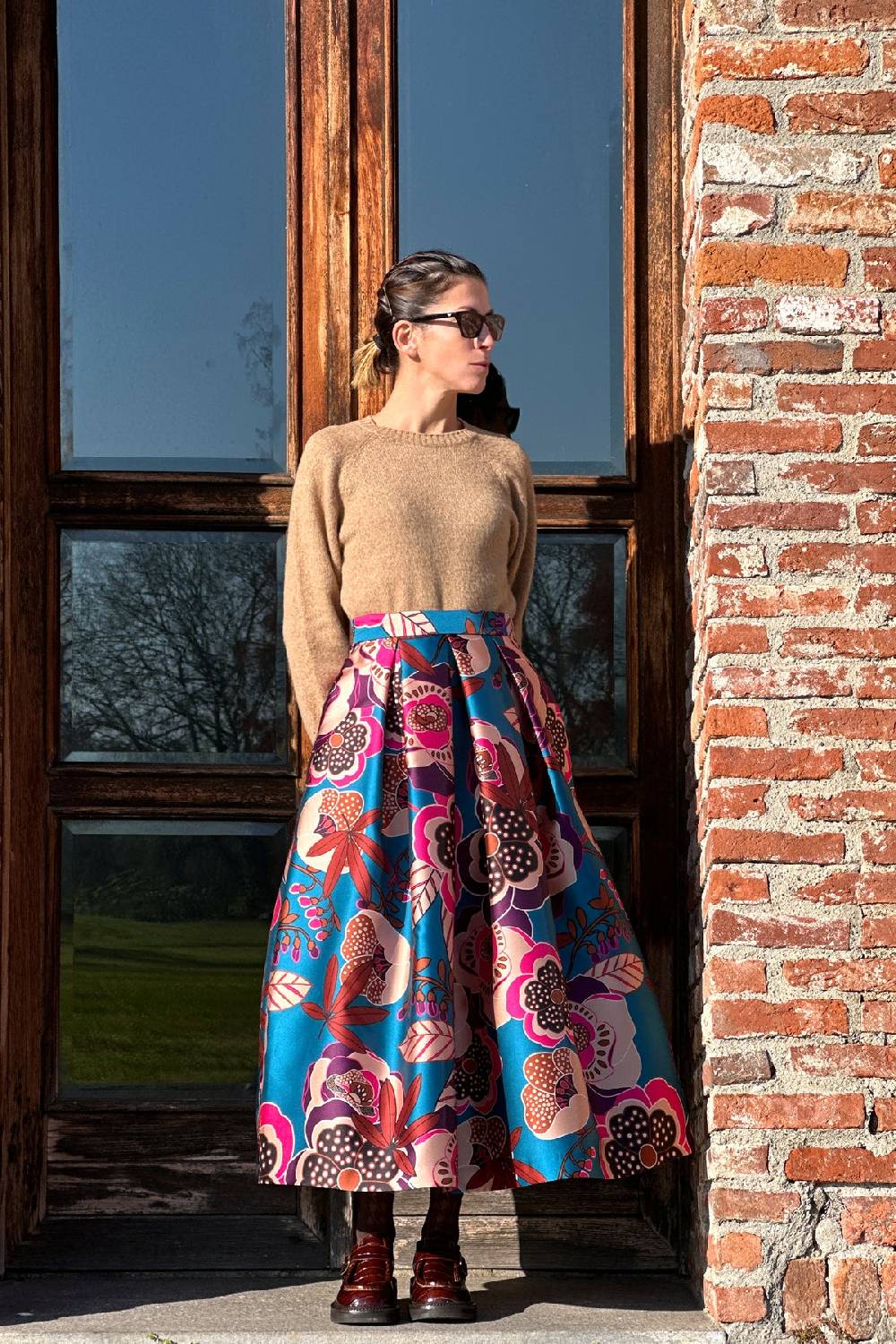 Lunatica Milano Gonna Garden Blu Petrol