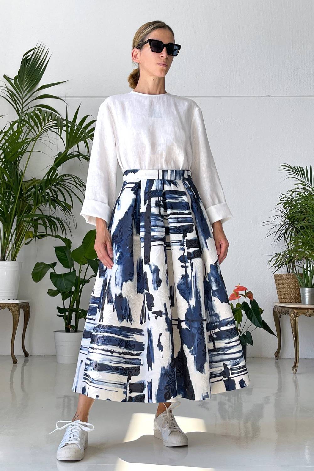 Lunatica Milano Gonna midi Abstract Blu