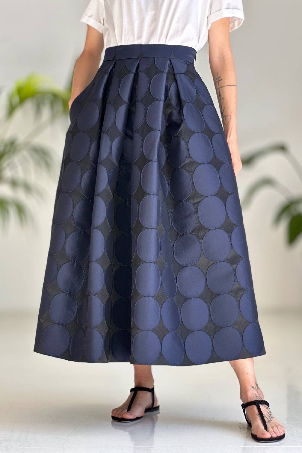 Lunatica Milano Gonna Midi Pois Black/Blu