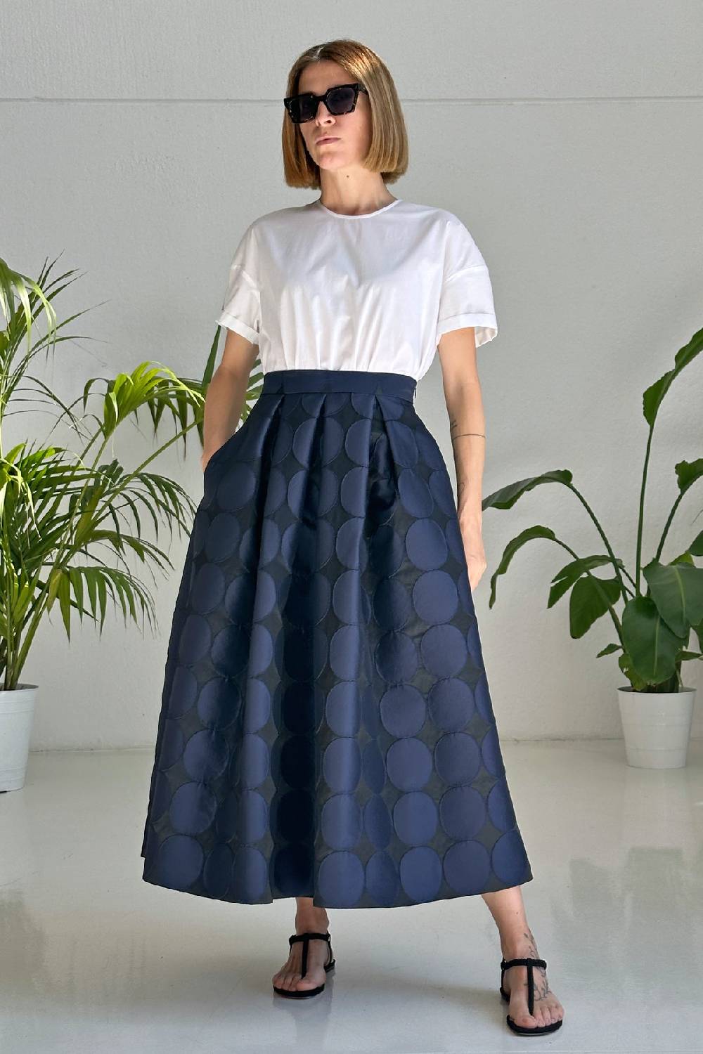 Lunatica Milano Gonna midi Pois Black/Blu