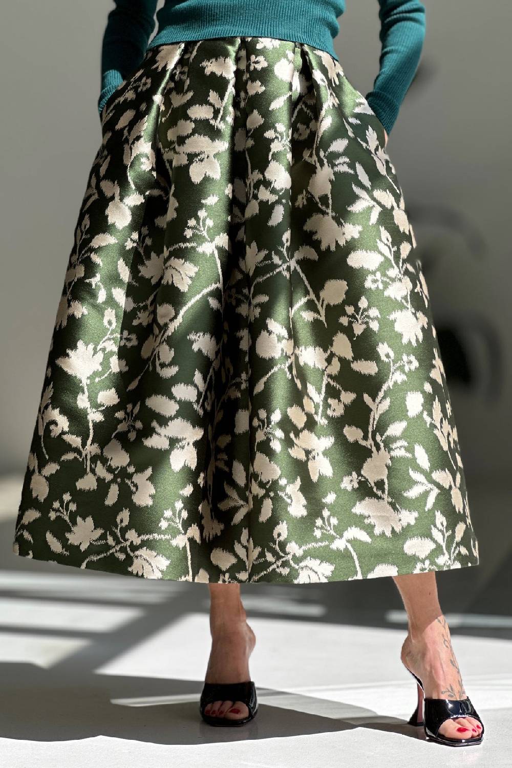 Lunatica Milano Gonna Midi Silva Green