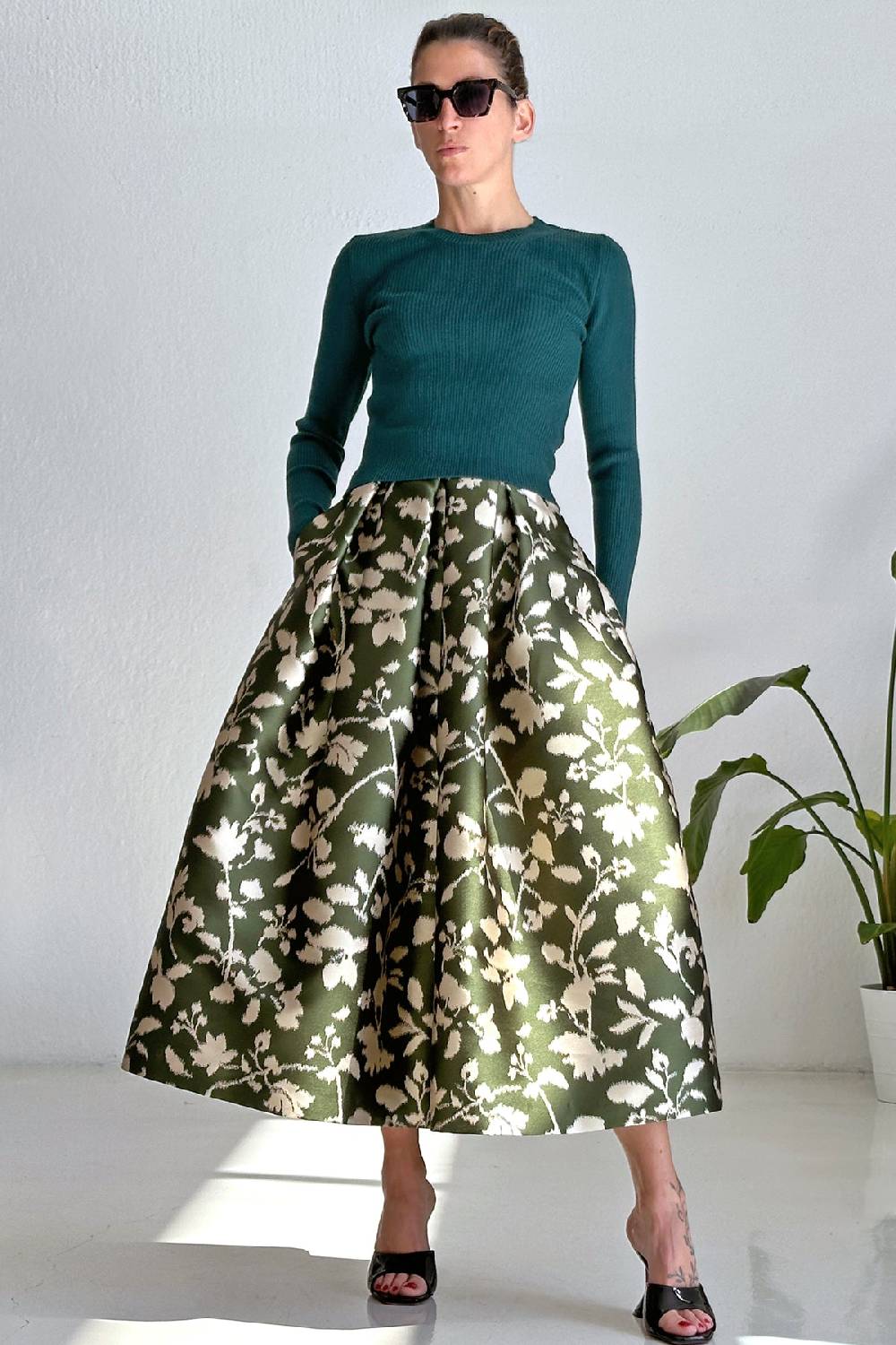 Lunatica Milano Gonna Midi Silva Green