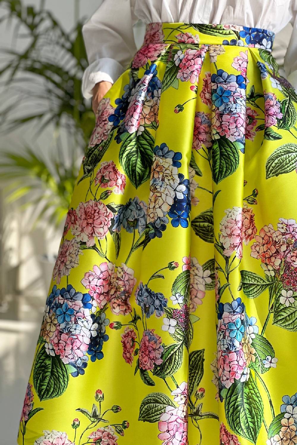 Lunatica Milano Gonna Mikado Hydrangeas Yellow