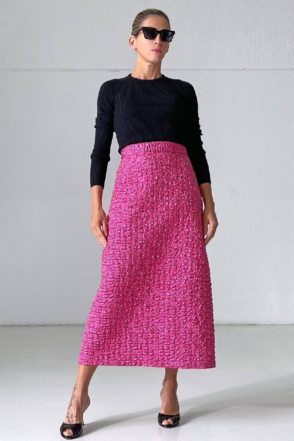 Lunatica Milano Gonna svasata elegante Pink Flambé