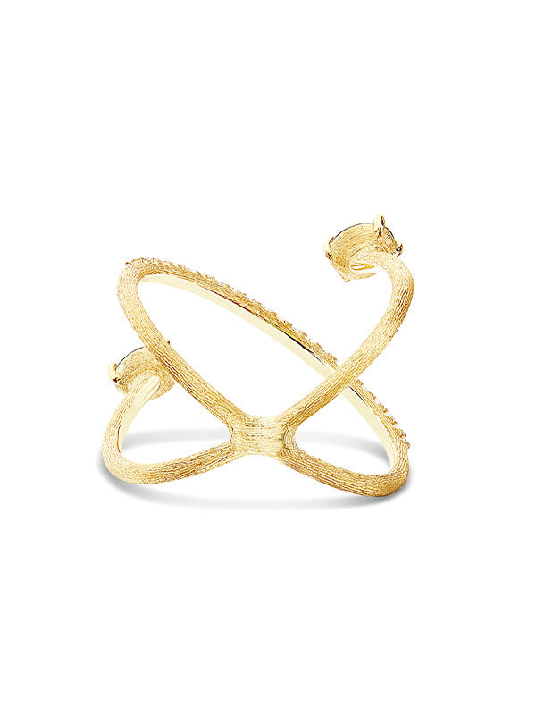 Nanis Anello Ad Incrocio "DANCING AZURE" In Oro, Diamanti E Topazio London B – Nanis Italian Jewels