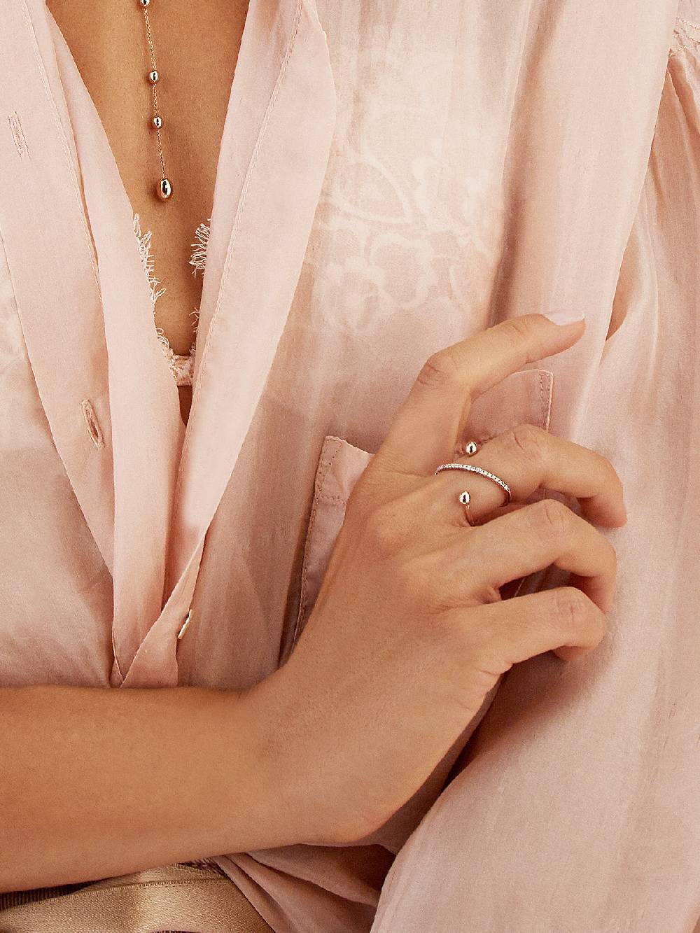 Nanis Anello Ad Incrocio "DANCING ÉLITE" Con Boules In Oro Rosa E Diamanti ( – Nanis Italian Jewels