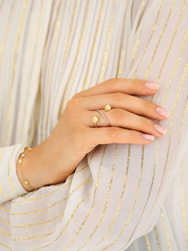 Nanis Anello Ad Incrocio "DANCING ÉLITE" Con Boules Incise A Mano In Oro E D – Nanis Italian Jewels