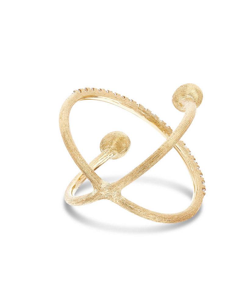 Nanis Anello Ad Incrocio "DANCING ÉLITE" Con Boules Incise A Mano In Oro E D – Nanis Italian Jewels