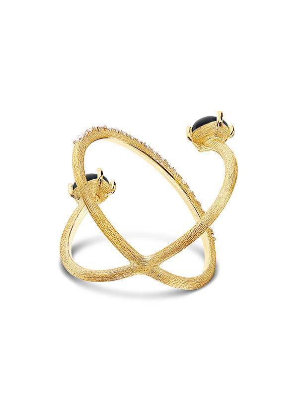 Nanis Anello Ad Incrocio "DANCING MYSTERY BLACK" In Oro, Diamanti E Onice Ne – Nanis Italian Jewels