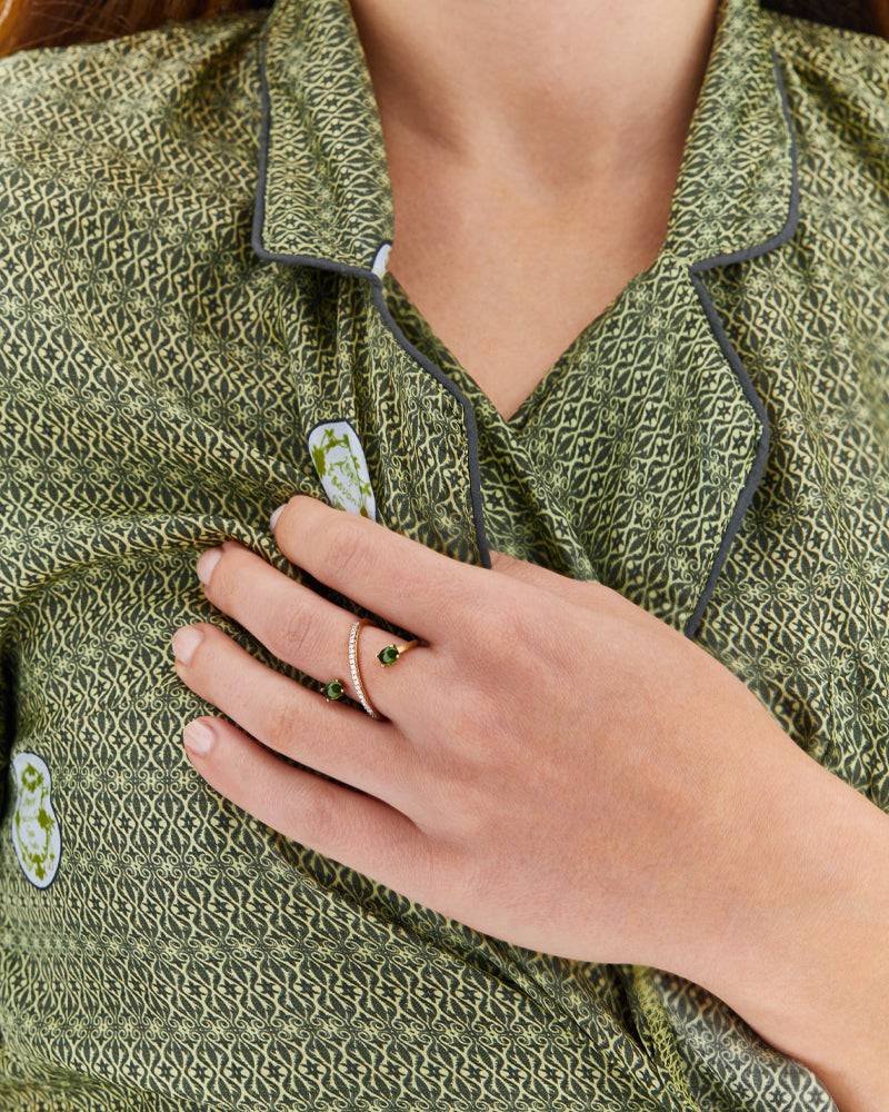 Nanis Anello Ad Incrocio "DANCING TOURMALINES" In Oro, Diamanti E Tormalina – Nanis Italian Jewels