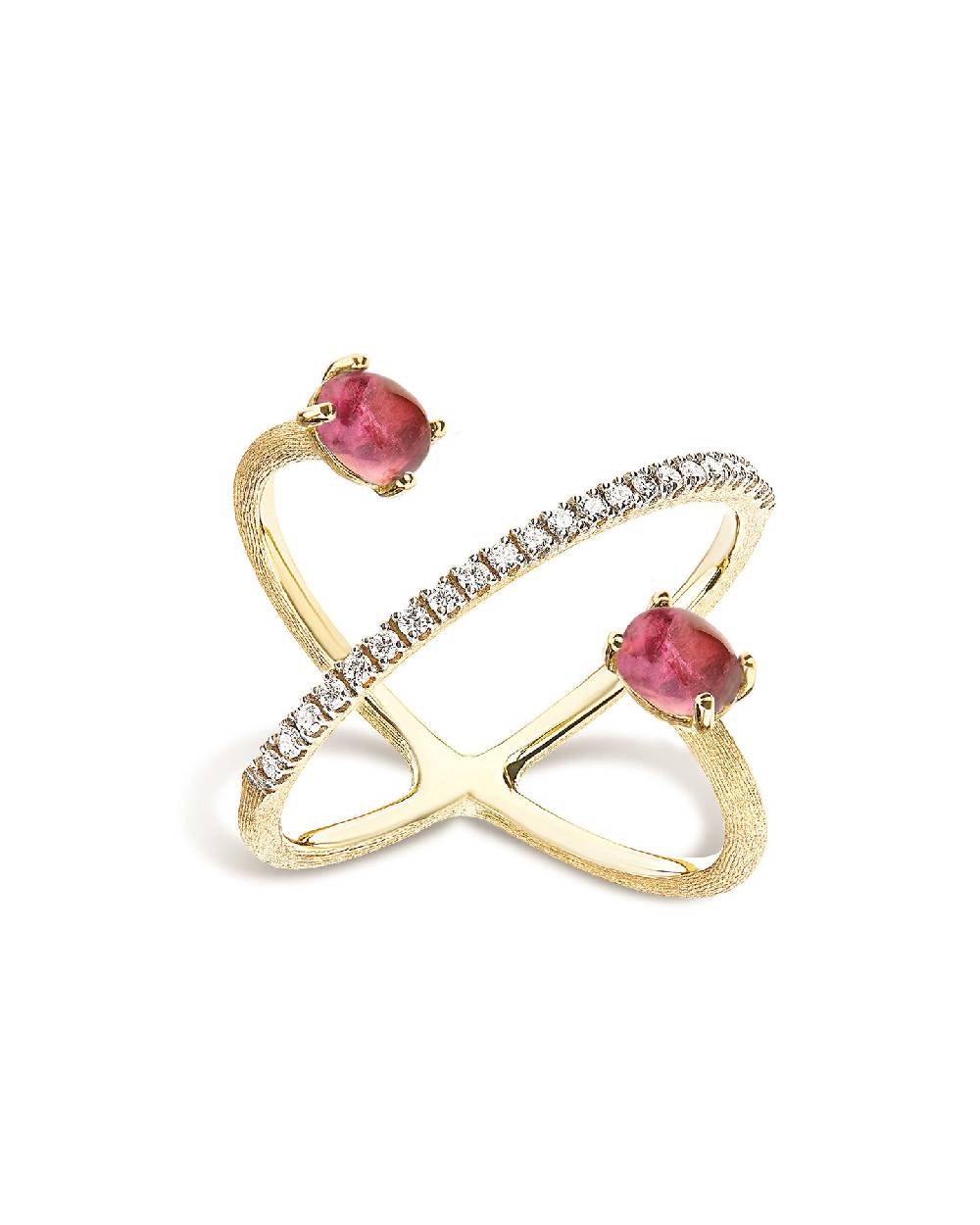 Nanis Anello ad incrocio "DANCING TOURMALINES" in oro, diamanti e tormalina – Nanis Italian Jewels