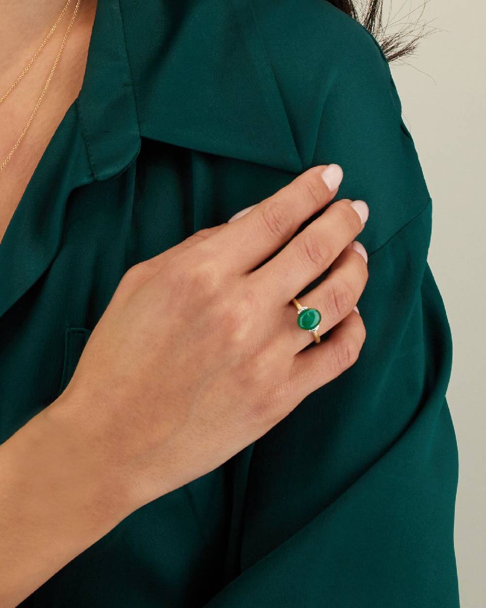 Nanis Anello "AMAZZONIA" In Oro, Diamanti E Avventurina Verde (piccolo) – Nanis Italian Jewels