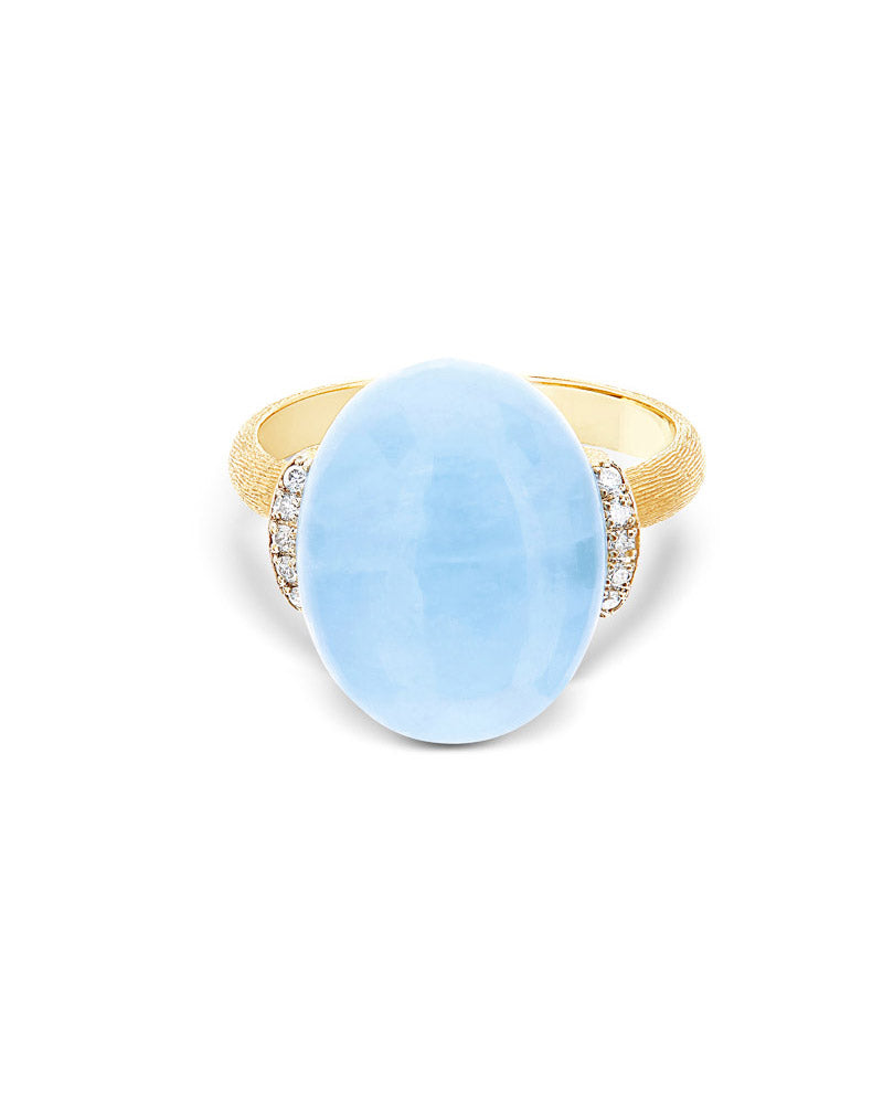 Nanis Anello "AZURE" In Oro, Diamanti E Acquamarina Milk (grande) – Nanis Italian Jewels