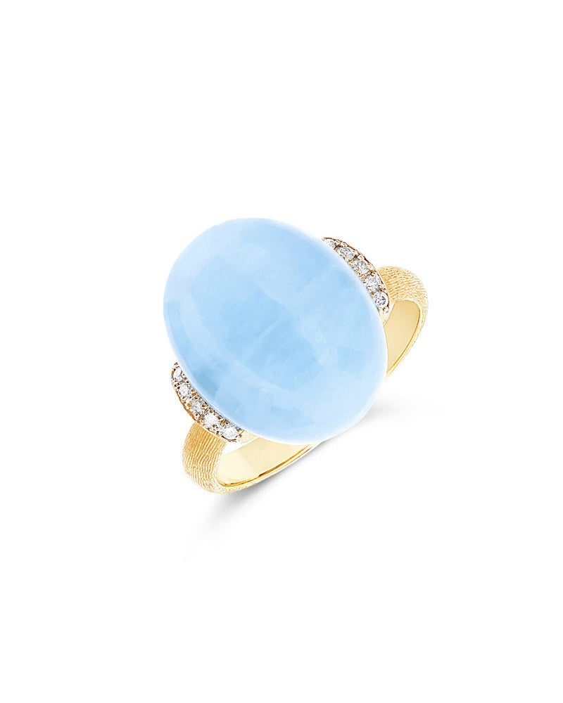 Nanis Anello "AZURE" in oro, diamanti e acquamarina milk (grande) – Nanis Italian Jewels
