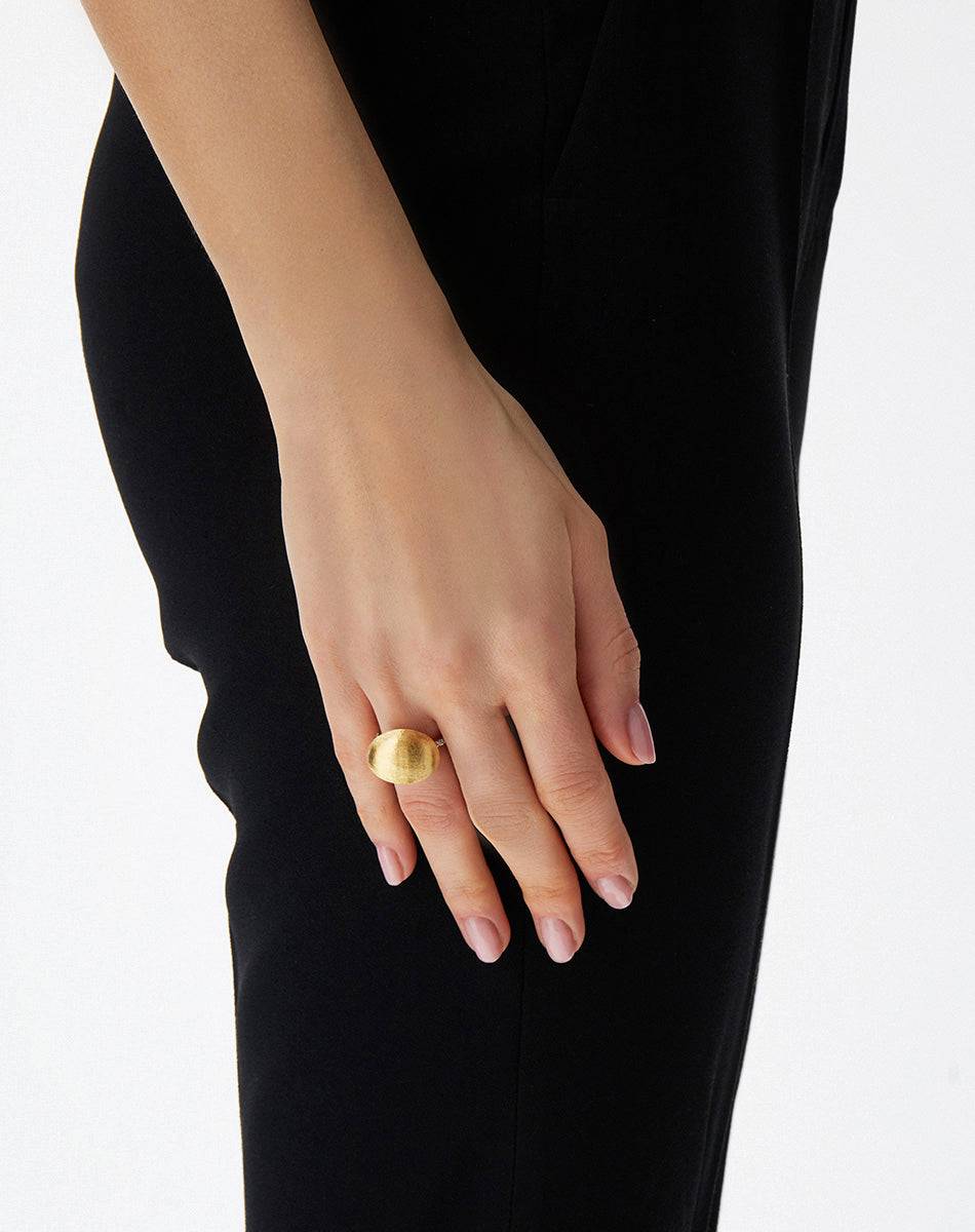 Nanis Anello "Boules" In Oro Inciso E Diamanti (grande) – Nanis Italian Jewels