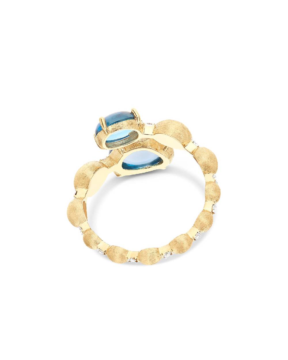 Nanis Anello Contrariè "DANCING AZURE" Con Boules In Oro, Diamanti E Topazio – Nanis Italian Jewels
