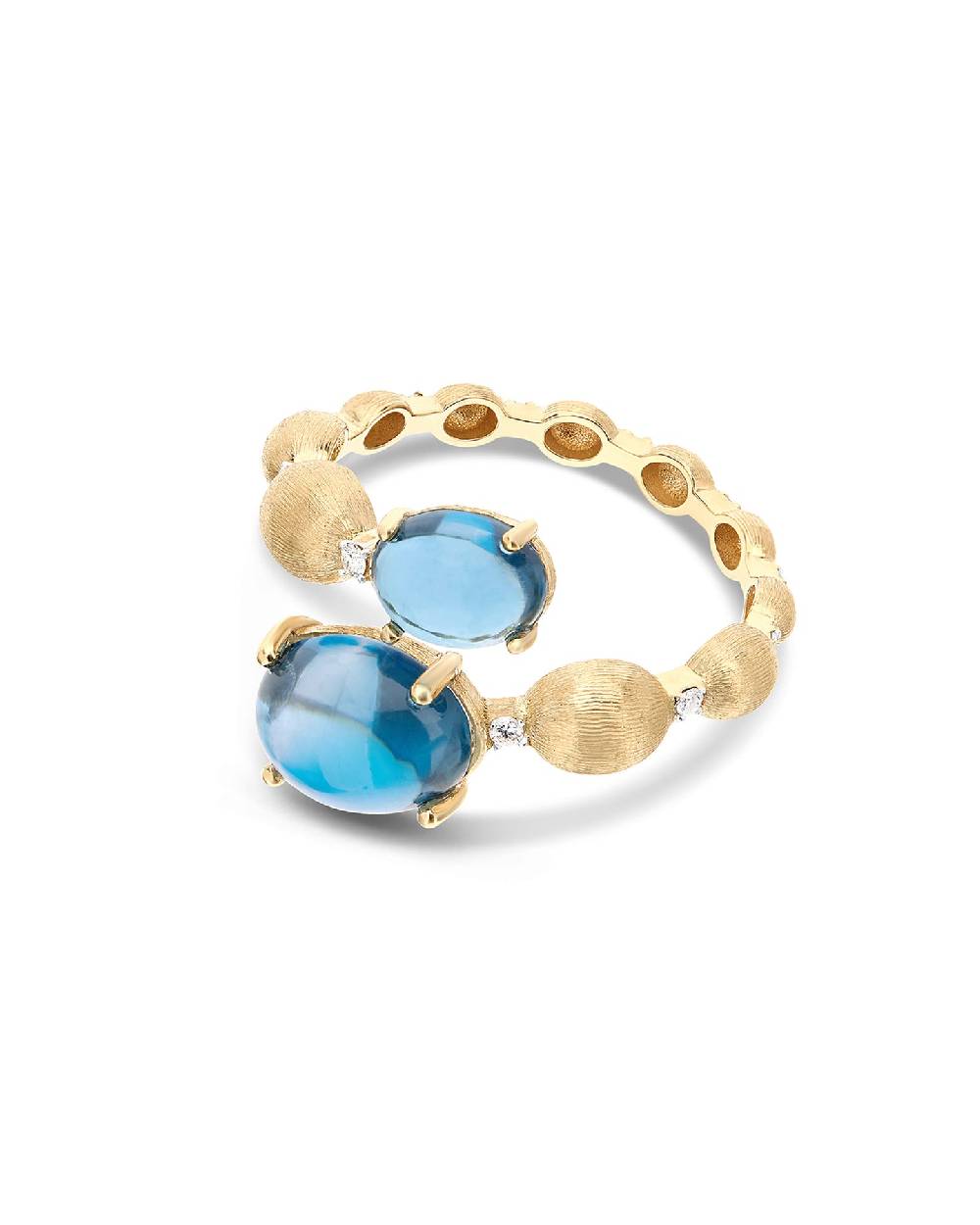 Nanis Anello contrariè "DANCING AZURE" con boules in oro, diamanti e topazio – Nanis Italian Jewels