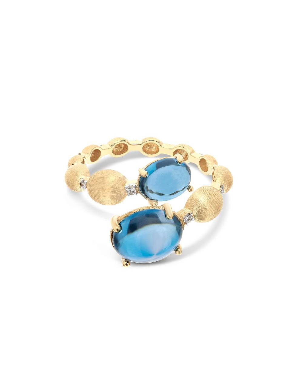 Nanis Anello Contrariè "DANCING AZURE" Con Boules In Oro, Diamanti E Topazio – Nanis Italian Jewels