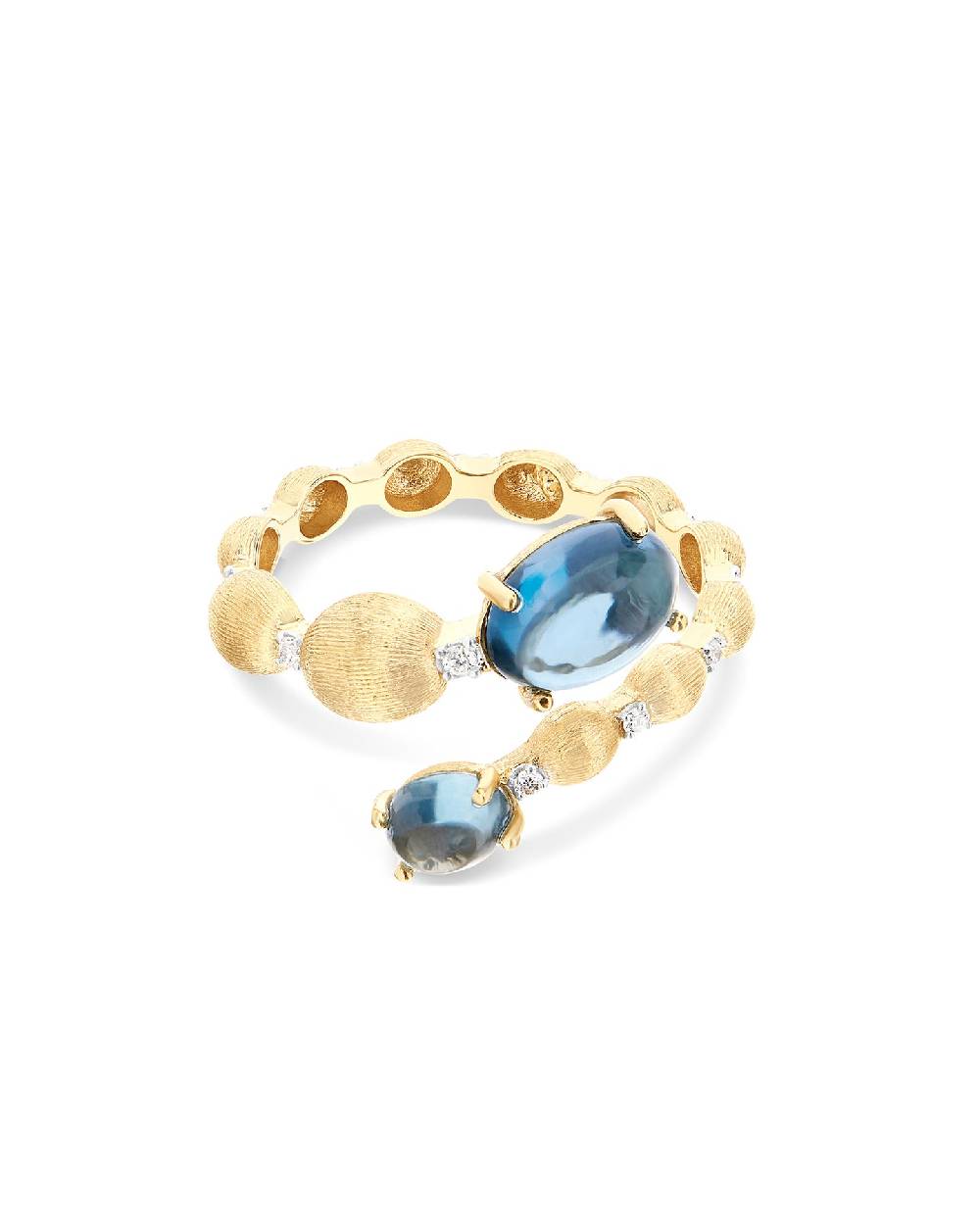 Nanis Anello Contrariè "DANCING AZURE" Con Boules In Oro, Diamanti E Topazio – Nanis Italian Jewels