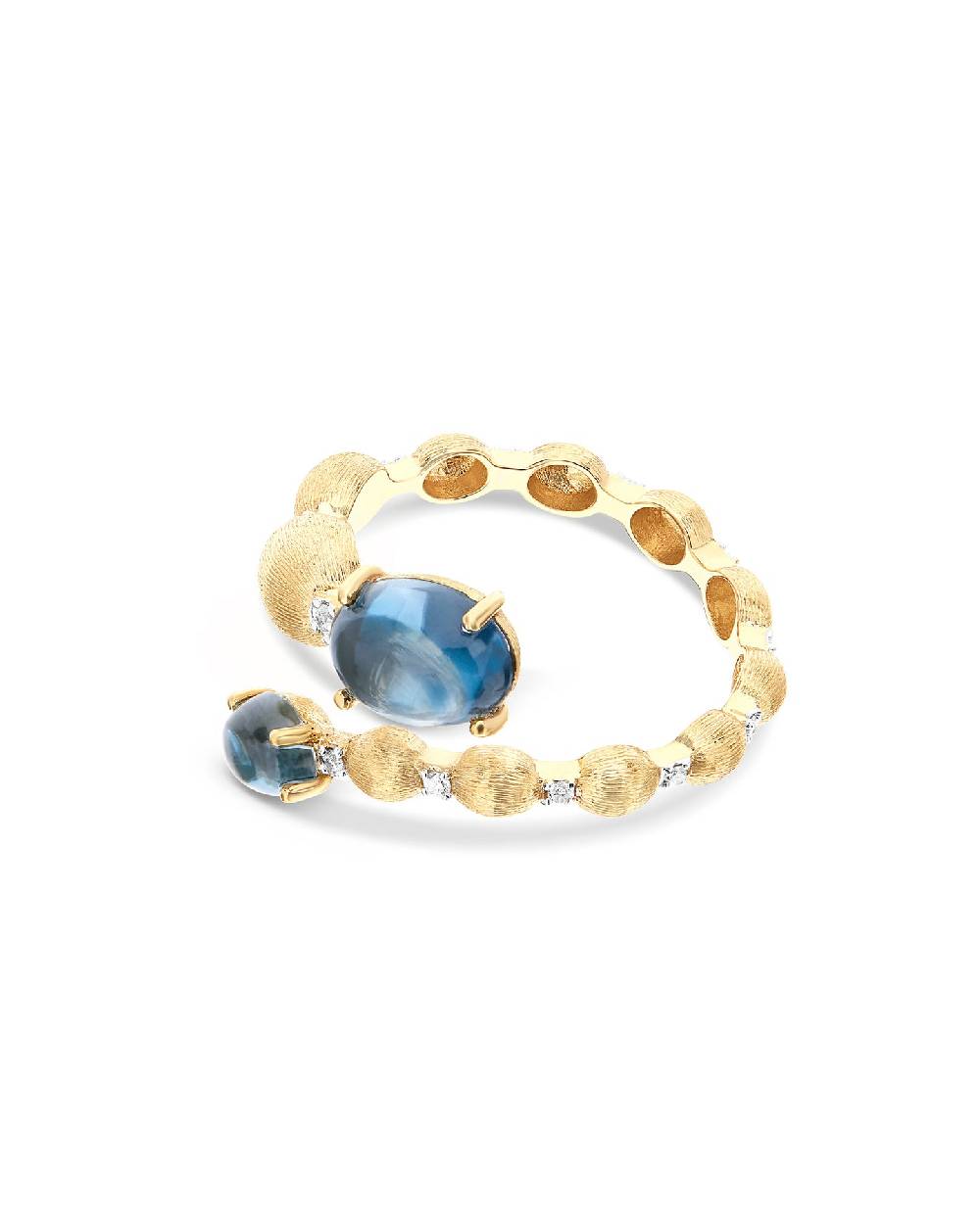 Nanis Anello contrariè "DANCING AZURE" con boules in oro, diamanti e topazio – Nanis Italian Jewels