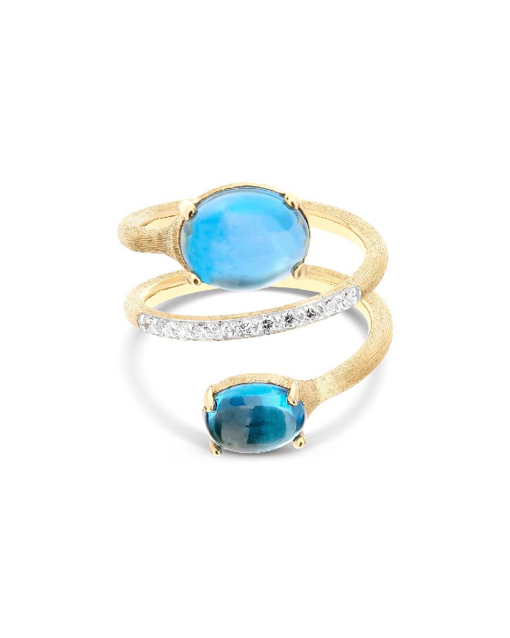 Nanis Anello Contrariè "DANCING AZURE" In Oro, Diamanti E Topazio London Blu – Nanis Italian Jewels