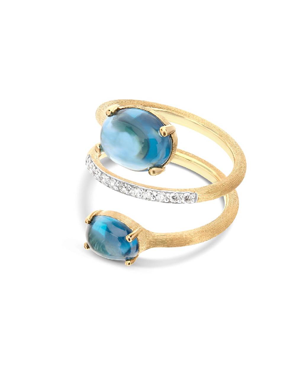 Nanis Anello contrariè "DANCING AZURE" in oro, diamanti e topazio London blu – Nanis Italian Jewels