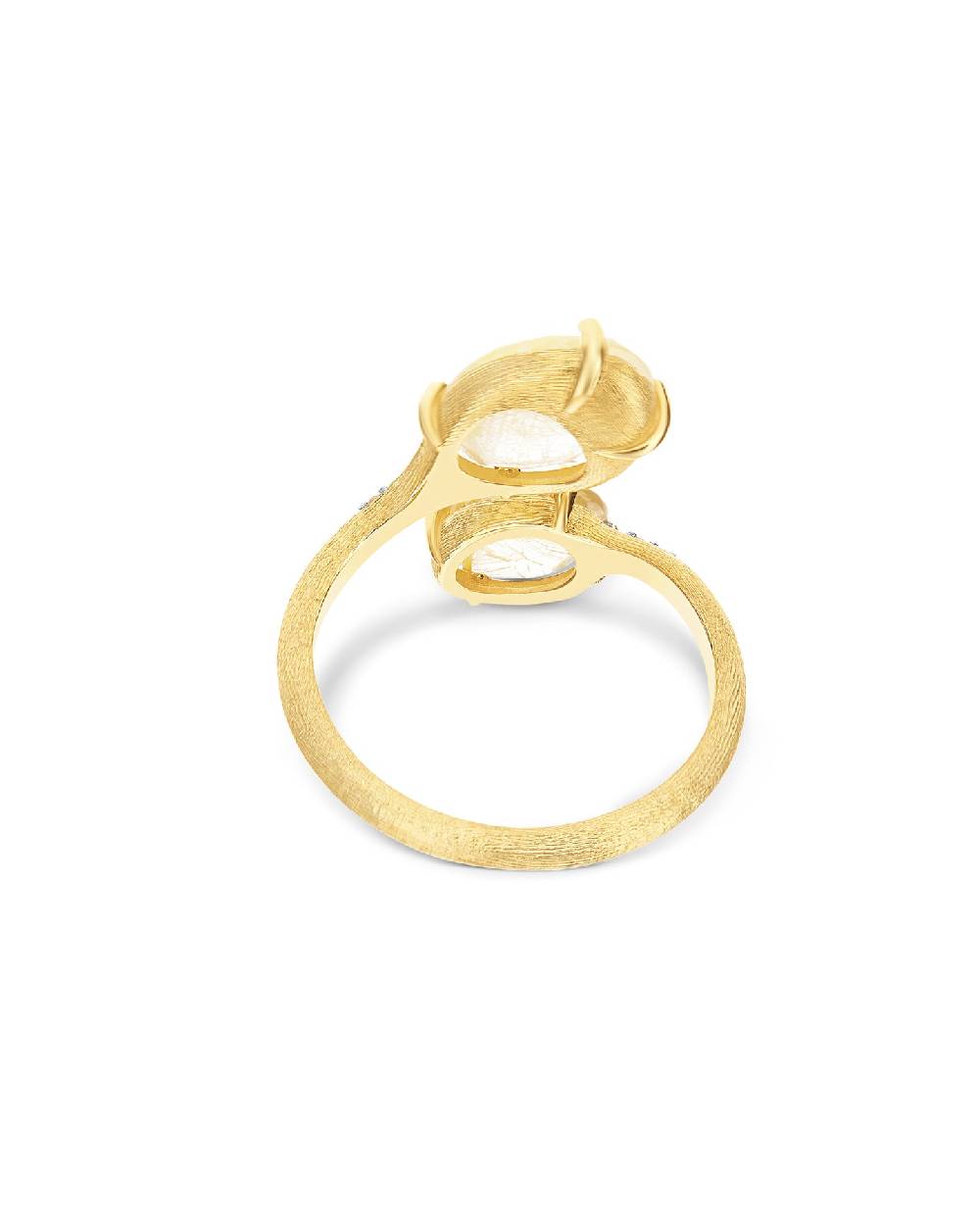 Nanis Anello Contrariè "IPANEMA" In Oro, Quarzo Rutilato Giallo E Dettagli D – Nanis Italian Jewels