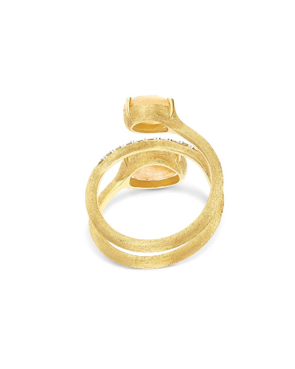 Nanis Anello Contrariè "IPANEMA" In Oro, Quarzo Rutilato Giallo E Dettagli D – Nanis Italian Jewels