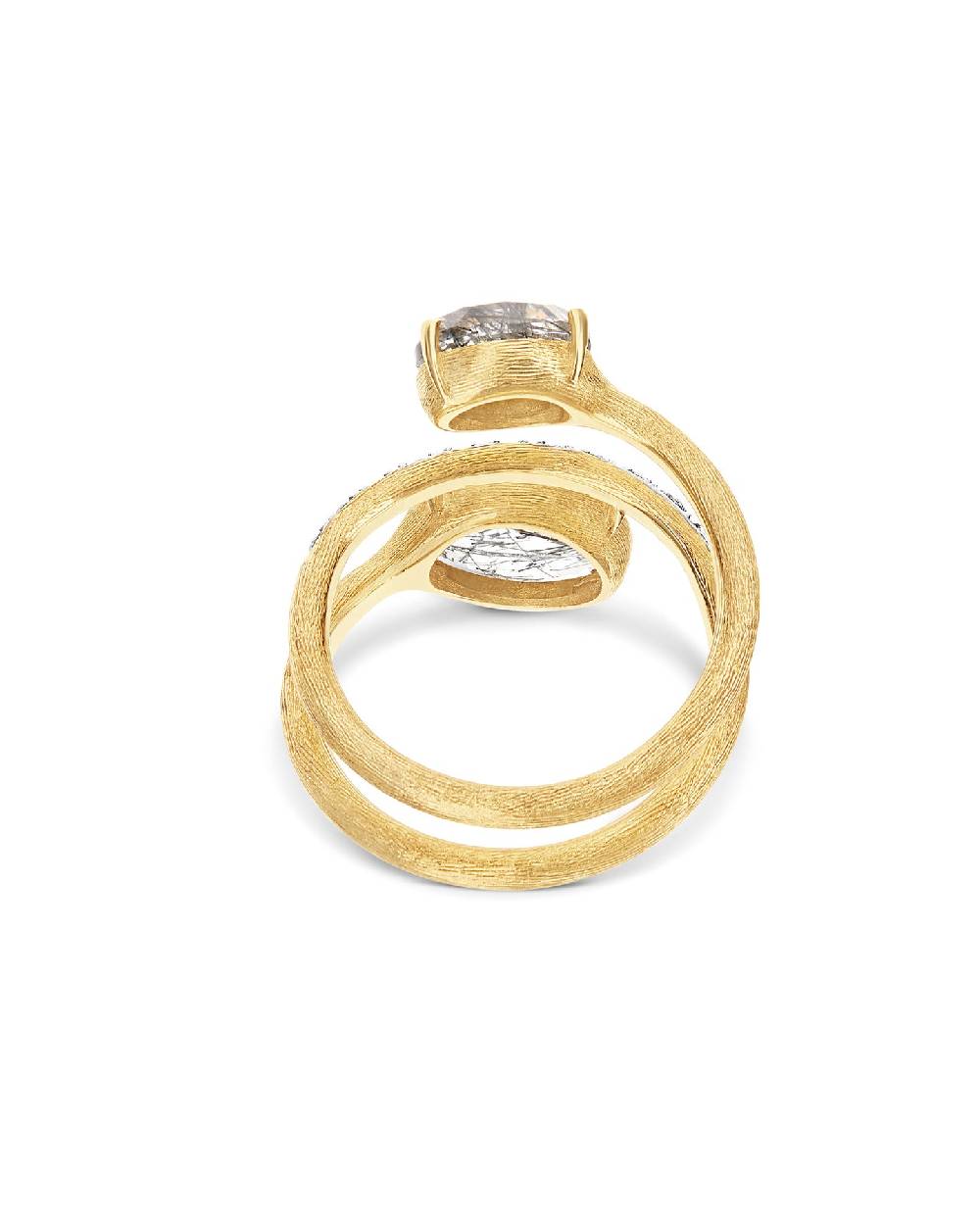 Nanis Anello Contrariè "IPANEMA" In Oro, Quarzo Rutilato Grigio E Dettagli D – Nanis Italian Jewels