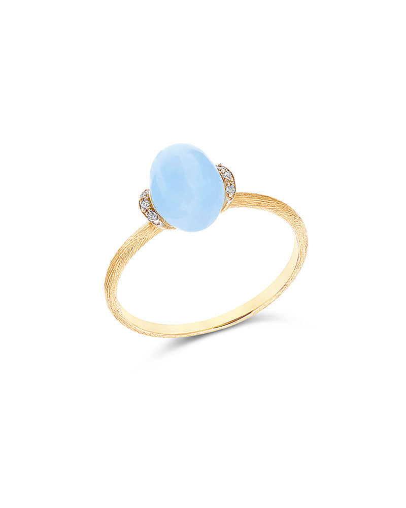 Nanis Anello "DANCING AZURE" con boule in oro, diamanti e acquamarina (picco – Nanis Italian Jewels