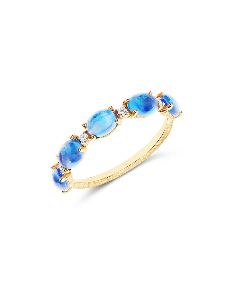Nanis Anello "DANCING AZURE" con boules in oro, diamanti e topazio London bl – Nanis Italian Jewels