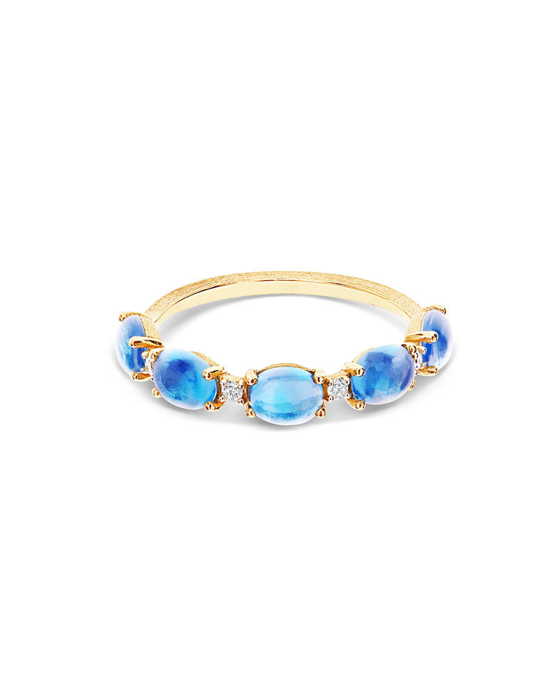 Nanis Anello "DANCING AZURE" Con Boules In Oro, Diamanti E Topazio London Bl – Nanis Italian Jewels