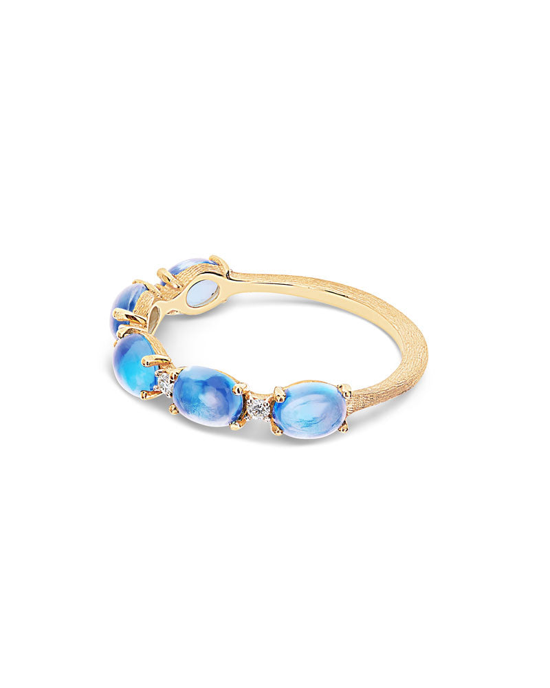 Nanis Anello "DANCING AZURE" Con Boules In Oro, Diamanti E Topazio London Bl – Nanis Italian Jewels