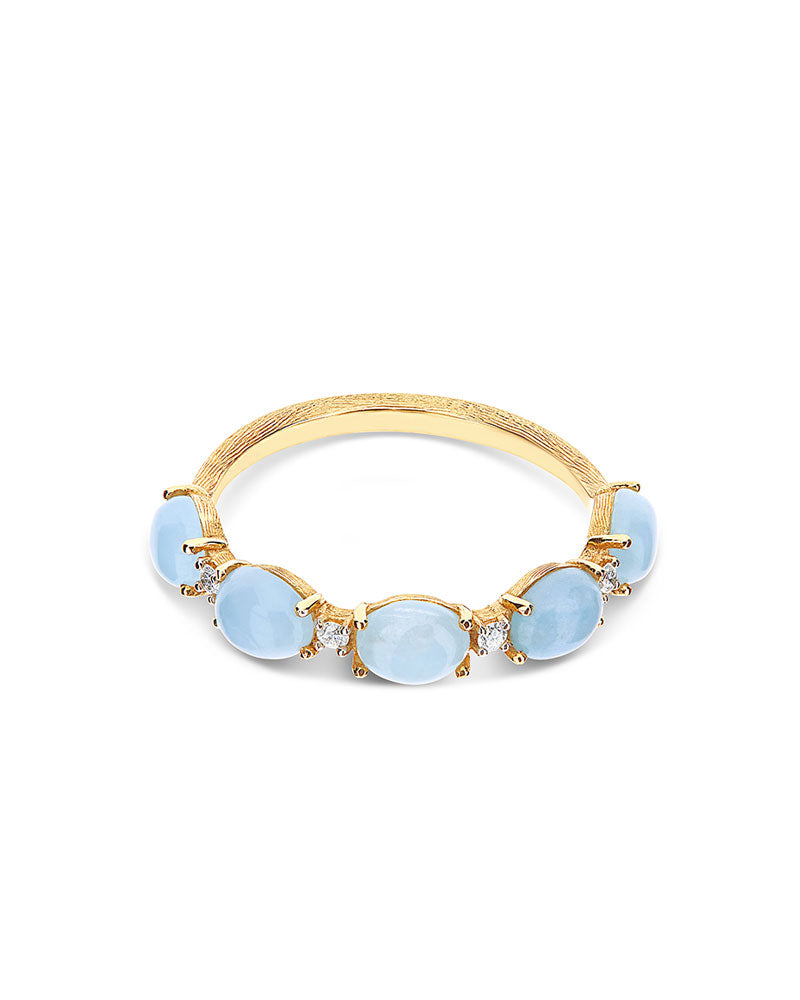 Nanis Anello "DANCING AZURE" Con Boules In Oro, Diamanti E Acquamarina – Nanis Italian Jewels