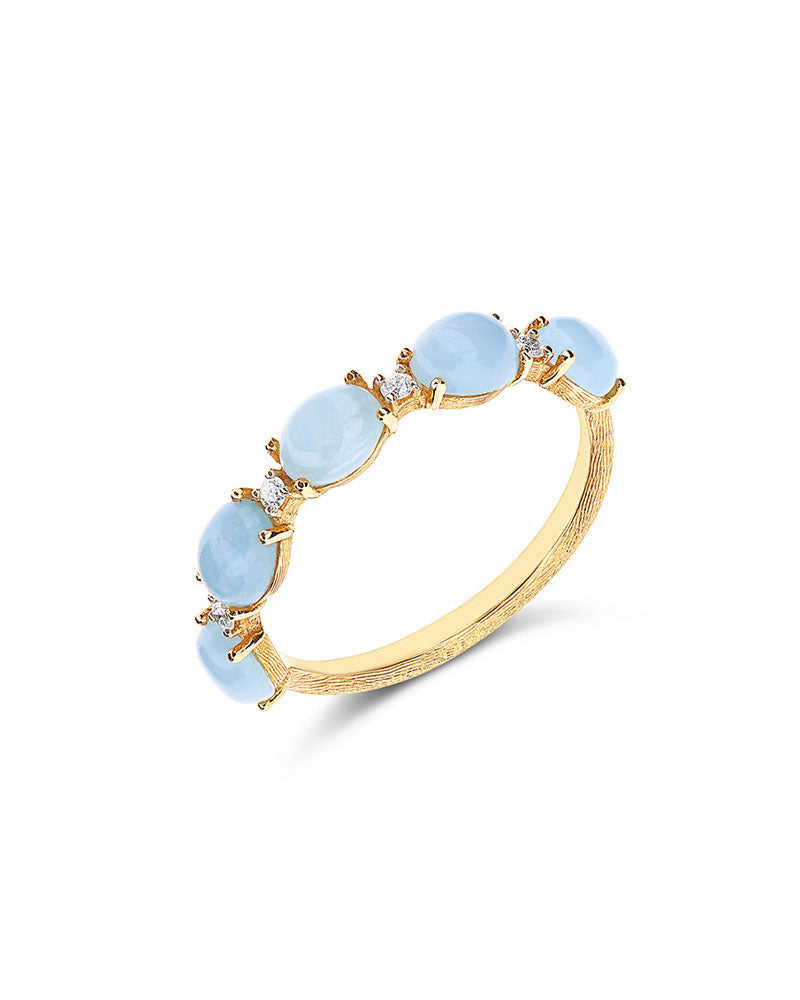 Nanis Anello "DANCING AZURE" con boules in oro, diamanti e acquamarina – Nanis Italian Jewels